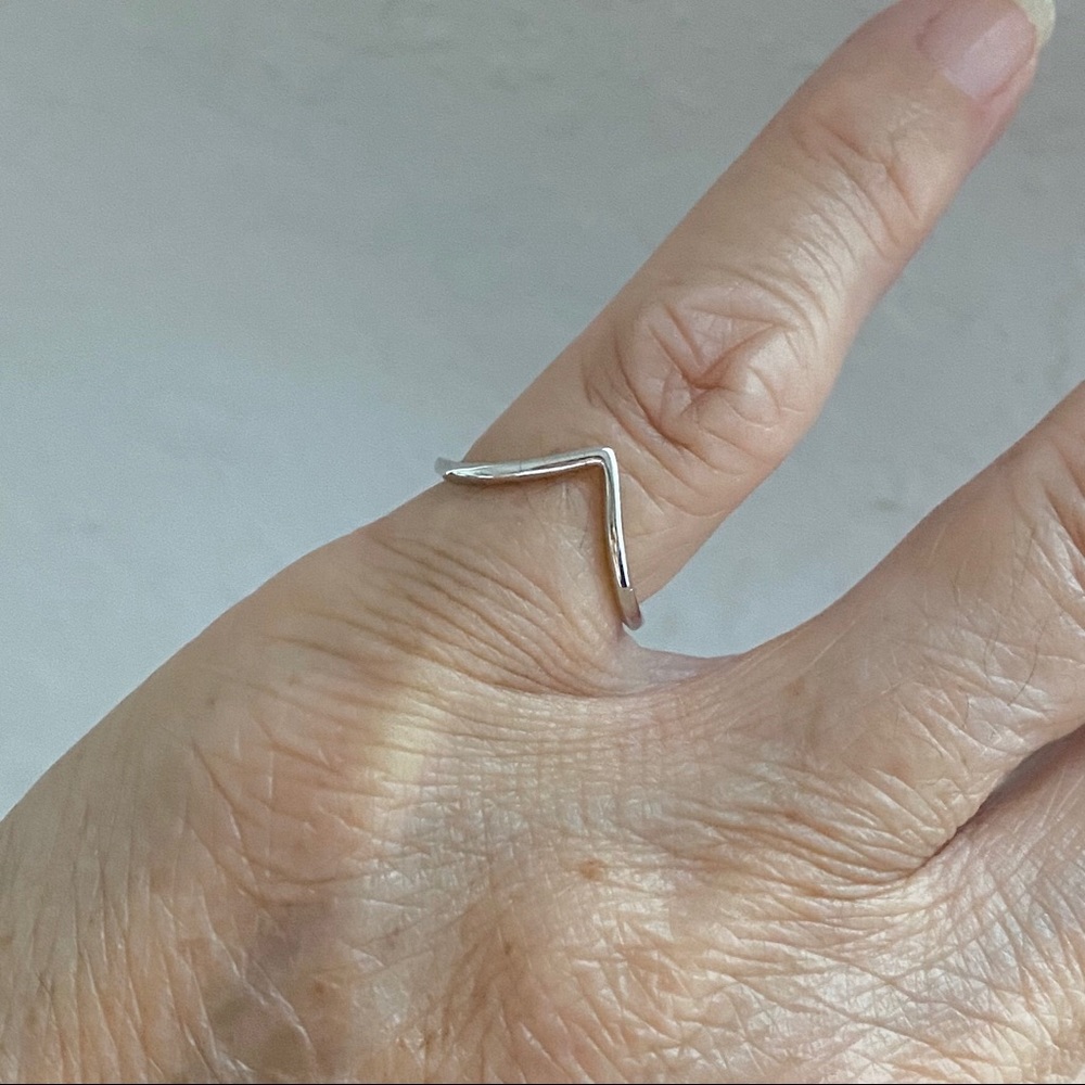 Sterling Silver Deep V Shape Ring, Silver Rings - image 6